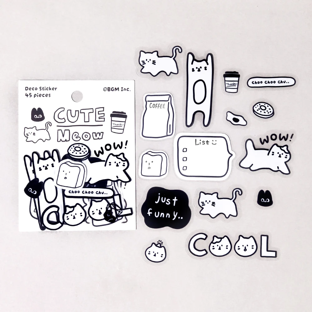 BGM Deco Sticker Mix Seal: YURUKU IKO-YO! - Cat - Image 2