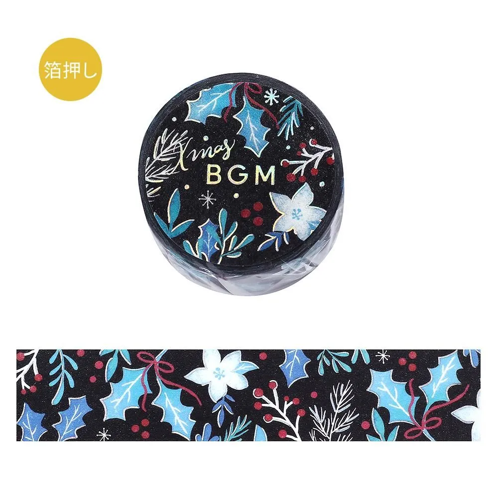 BGM Foil Stamping 2025 Christmas Limited Edition Masking Tape - Holly and Flowers