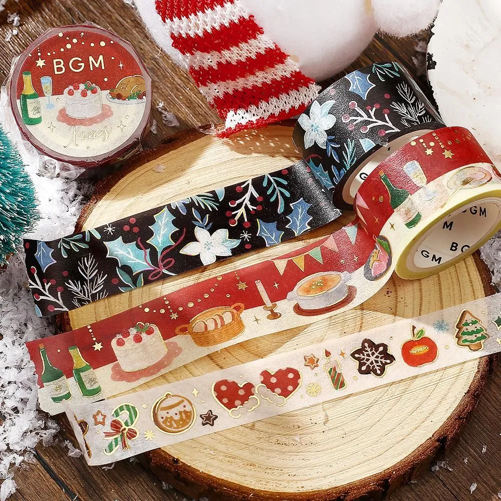 BGM Foil Stamping 2025 Christmas Limited Edition Masking Tape - Holly and Flowers - Image 3