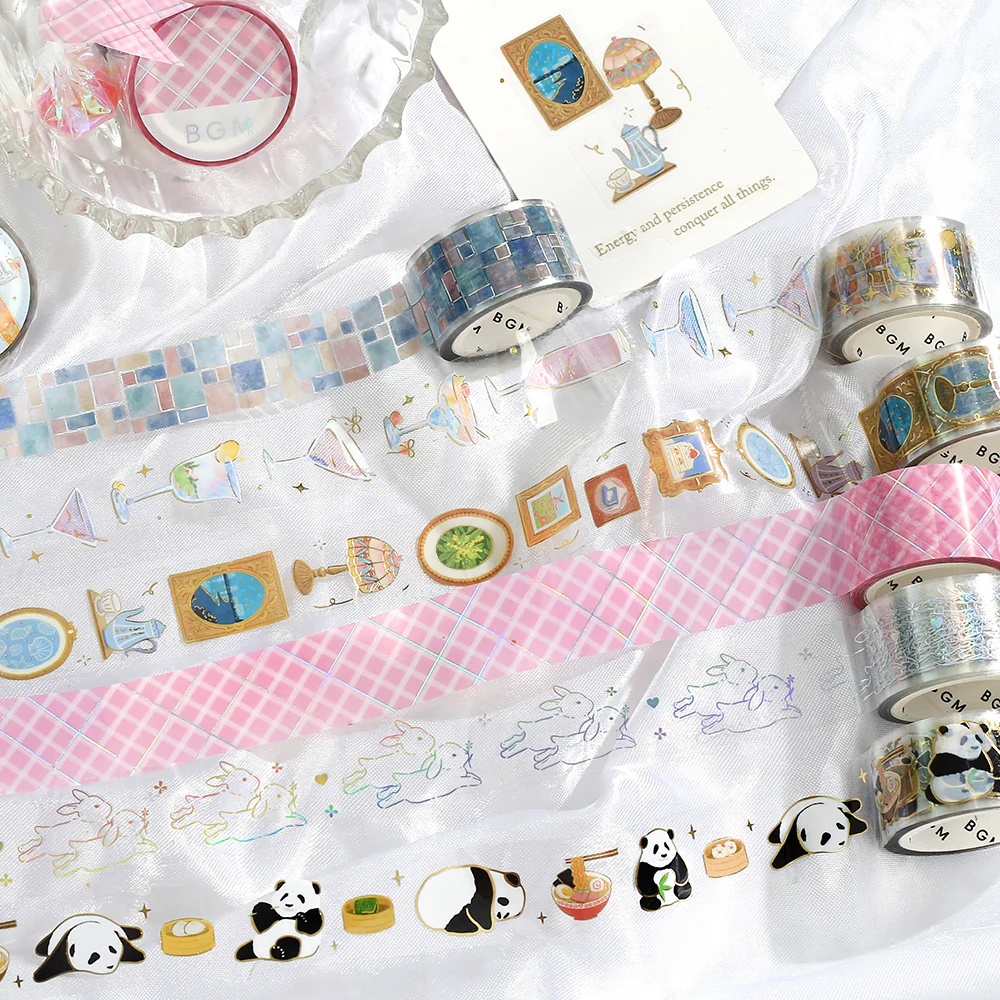 BGM Foil Stamping Clear Tape: Life - Pink Lattice - Image 6