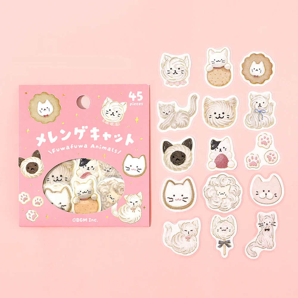 BGM Foil Stamping Flake Seal: Fluffy Animals - Meringue Cat