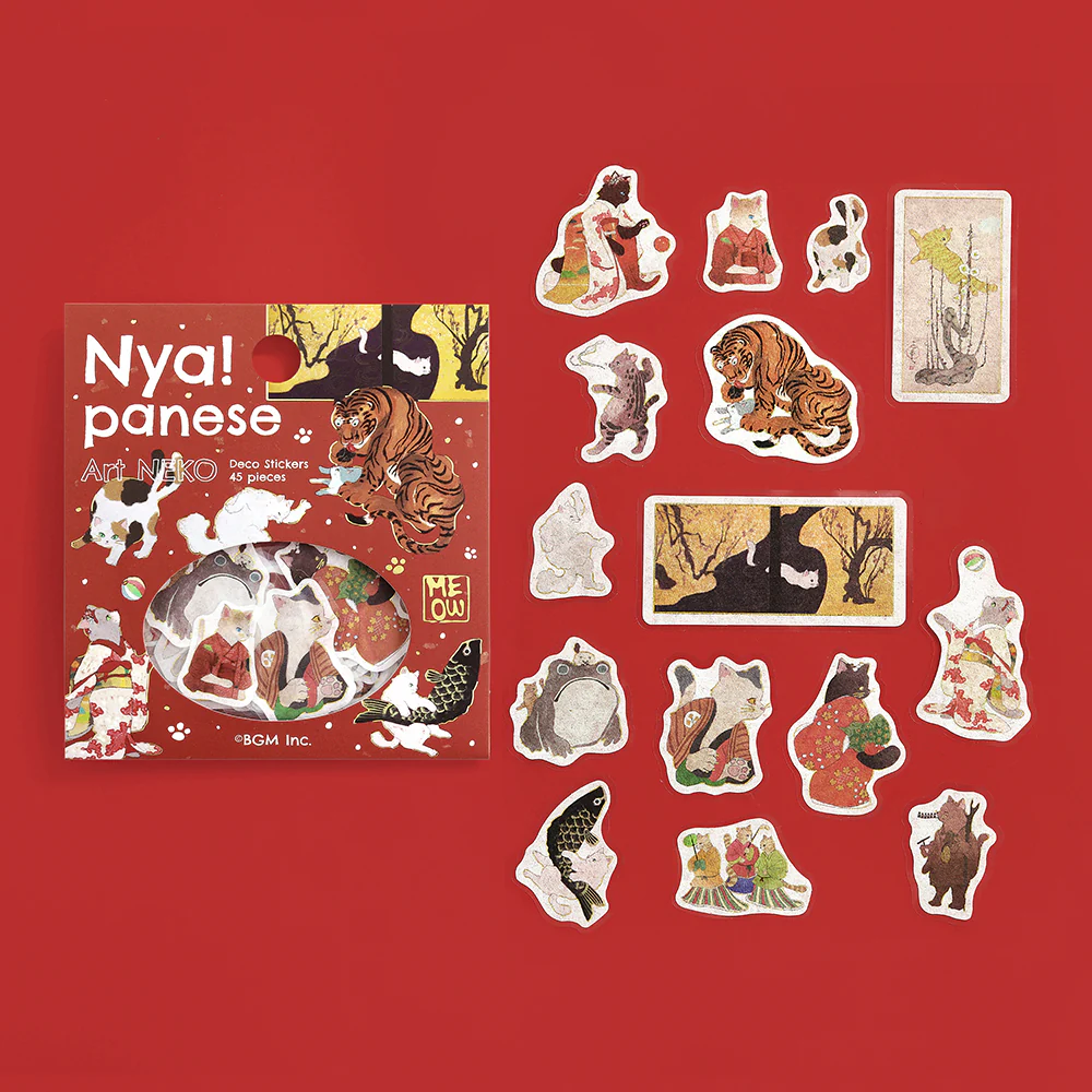 BGM Foil Stamping Flake Seal: Nyapanese Art NEKO - Crimson