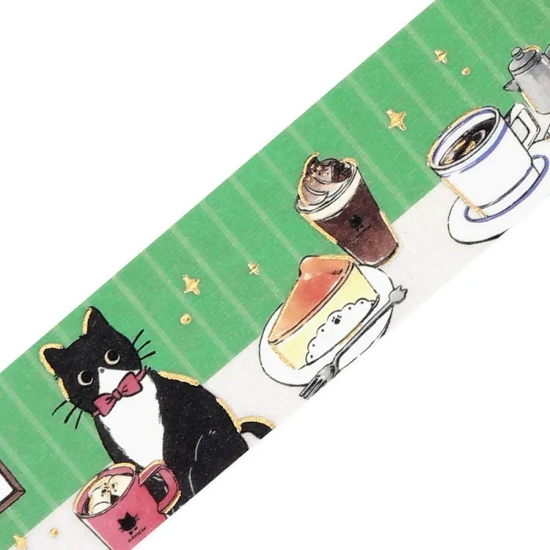 BGM Foil Stamping Masking Tape: Black Cat Café - Café Table - Image 2