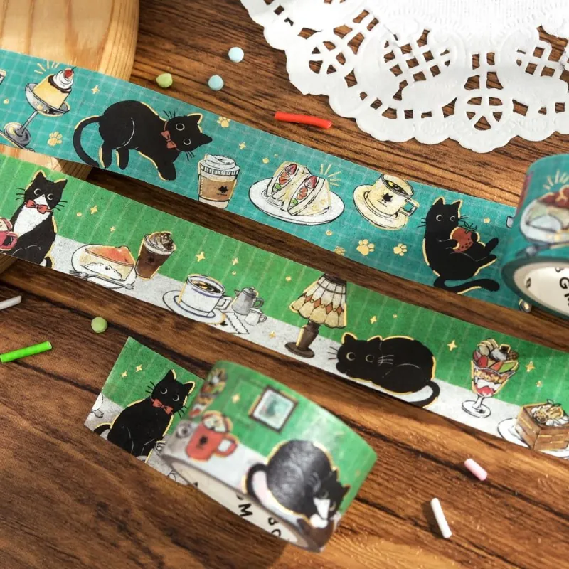 BGM Foil Stamping Masking Tape: Black Cat Café - Café Table - Image 3