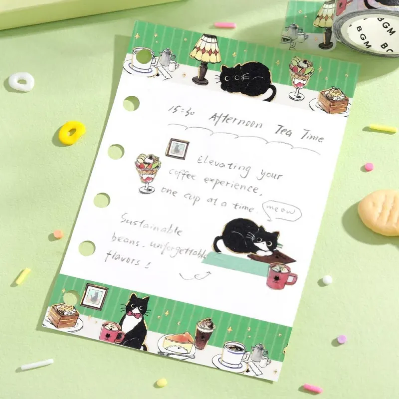 BGM Foil Stamping Masking Tape: Black Cat Café - Café Table - Image 4