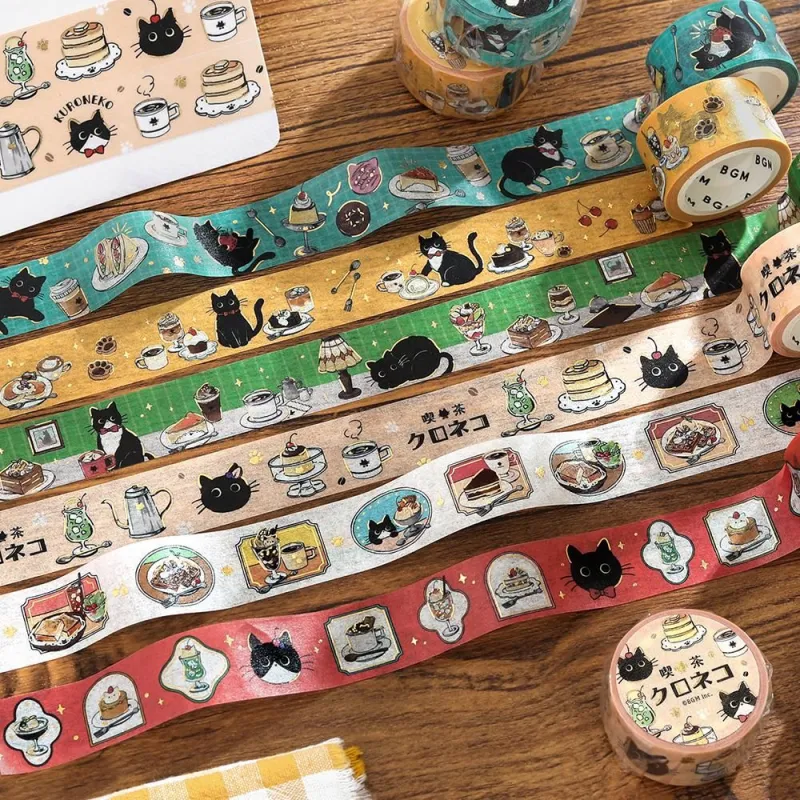 BGM Foil Stamping Masking Tape: Black Cat Café - Café Table - Image 5