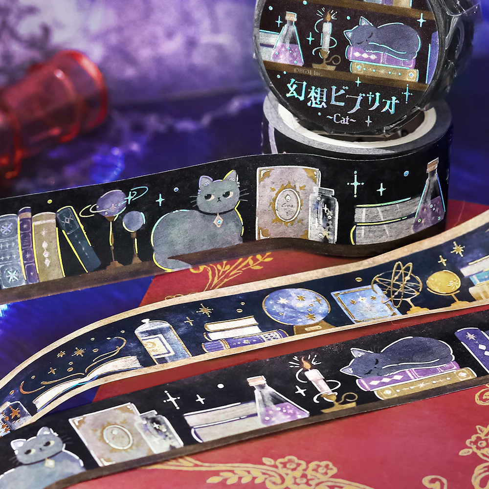 BGM Foil Stamping Masking Tape: Fantasy Bibliotheca Cat - Image 3