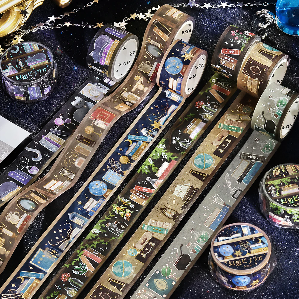 BGM Foil Stamping Masking Tape: Fantasy Bibliotheca Cat - Image 5