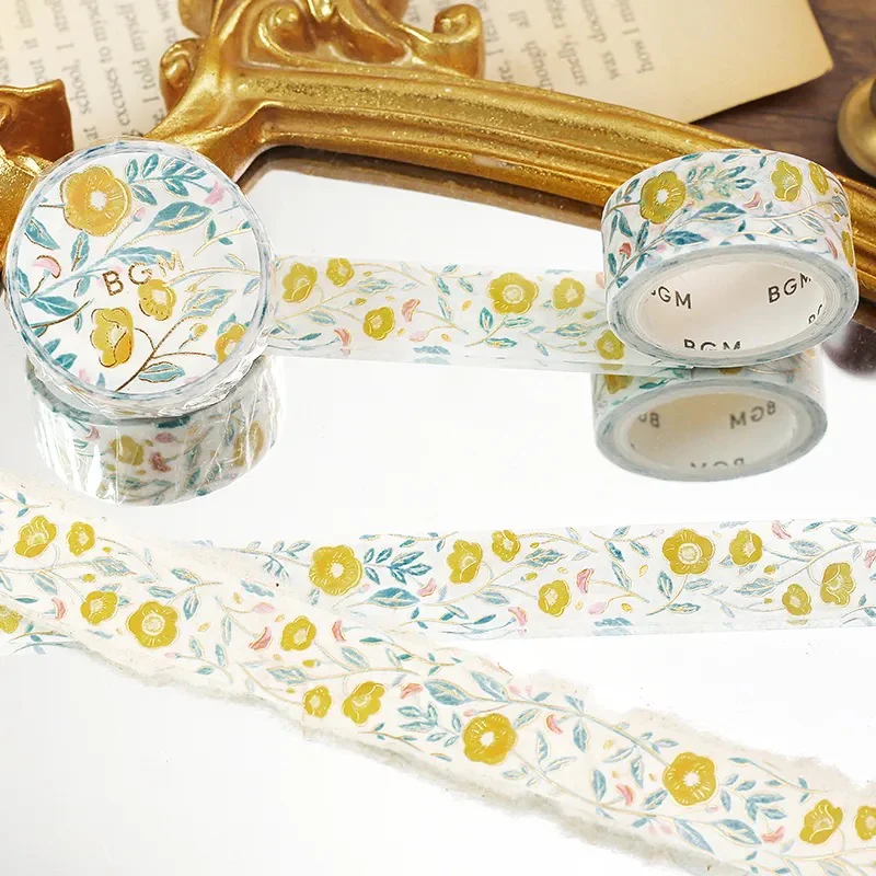 BGM Foil Stamping Masking Tape: Flower Pattern - Sasanqua Flower - Image 3
