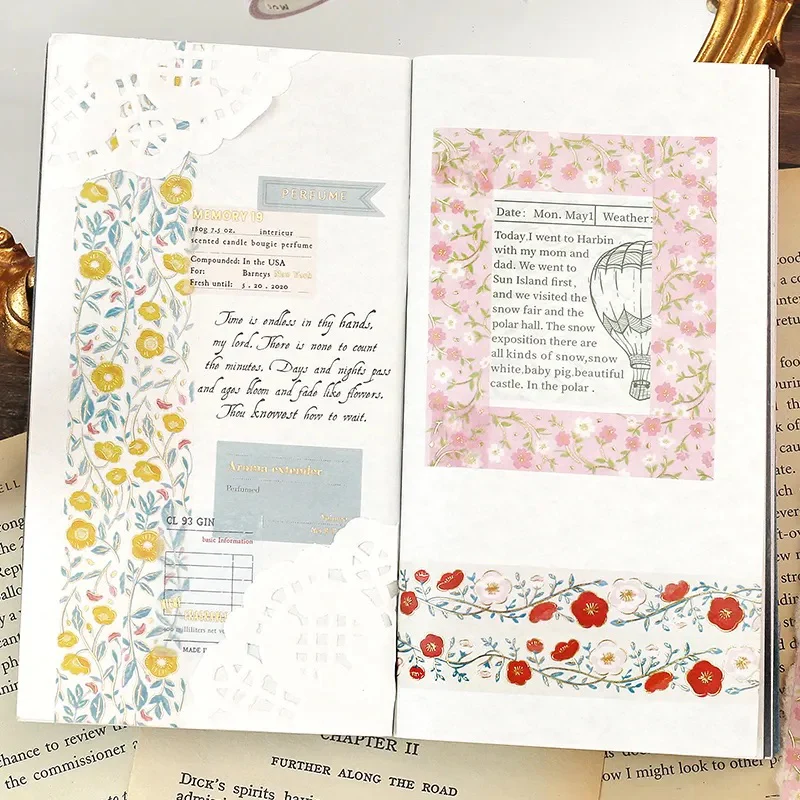 BGM Foil Stamping Masking Tape: Flower Pattern - Sasanqua Flower - Image 4