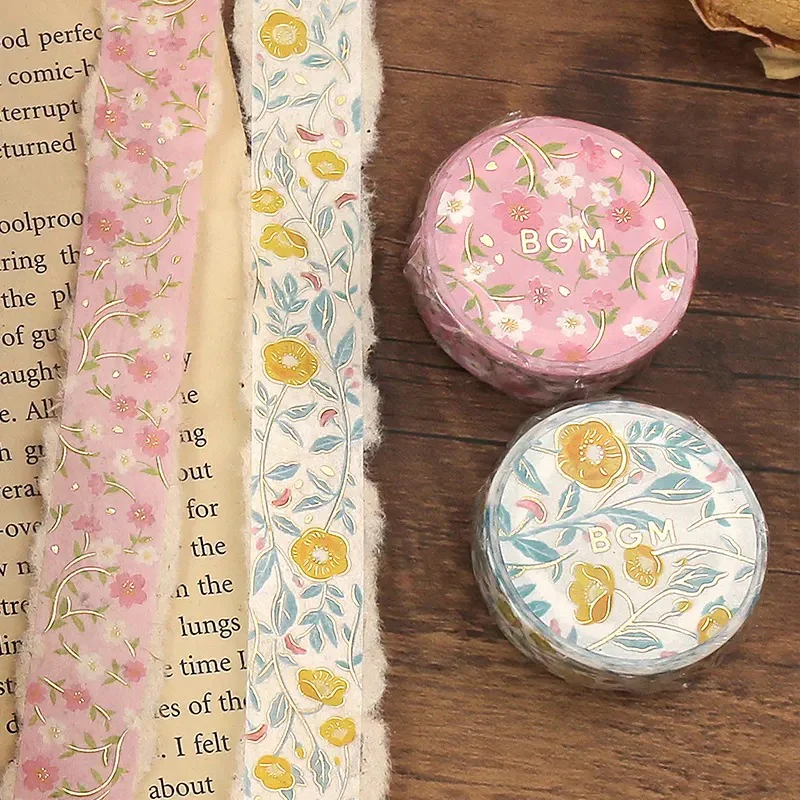 BGM Foil Stamping Masking Tape: Flower Pattern - Sasanqua Flower - Image 5