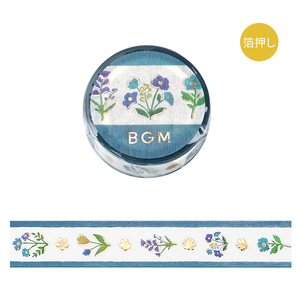 (DC) BGM Foil Stamping Masking Tape - Flower Ribbon