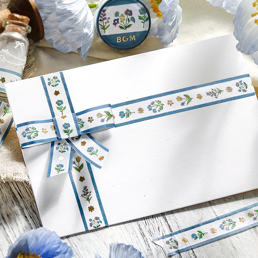 (DC) BGM Foil Stamping Masking Tape - Flower Ribbon - Image 4