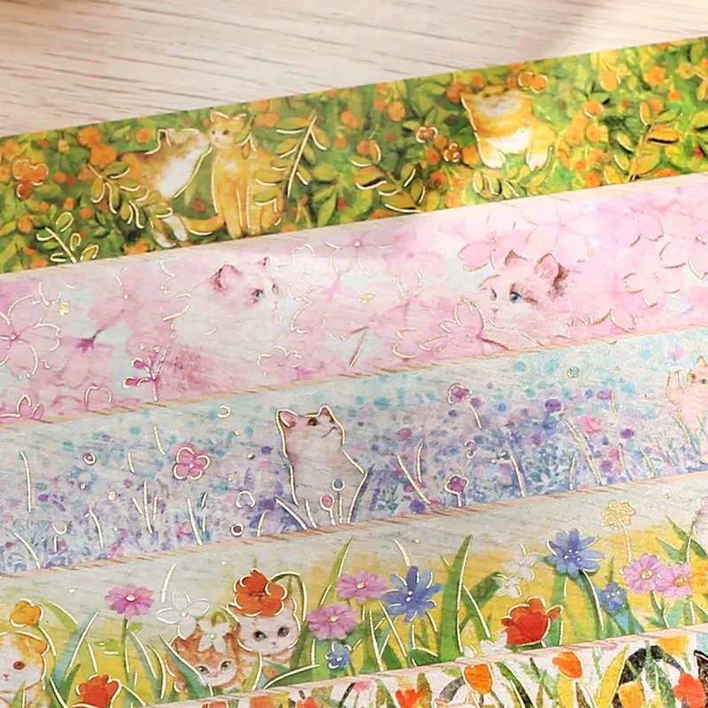 BGM Foil Stamping Masking Tape: Flowers and Cats - Little Friends - Image 3