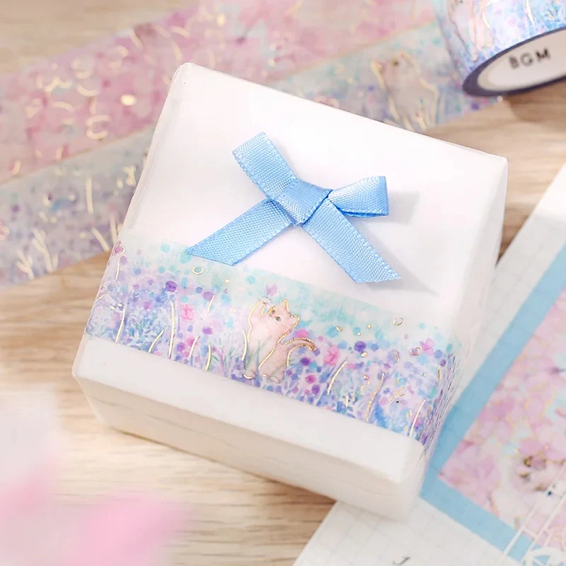 BGM Foil Stamping Masking Tape: Flowers and Cats - Little Friends - Image 4
