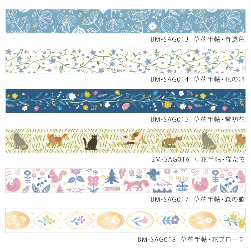 BGM Foil Stamping Masking Tape: Kusabana Techo - Hana no Hana (Flowering Plants) - Image 7