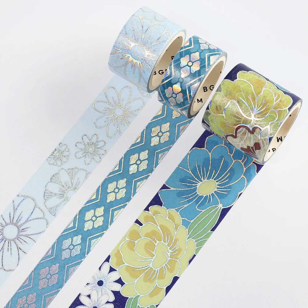 BGM Foil Stamping Masking Tape: The Color of Kimono - Azure Blue - Image 2