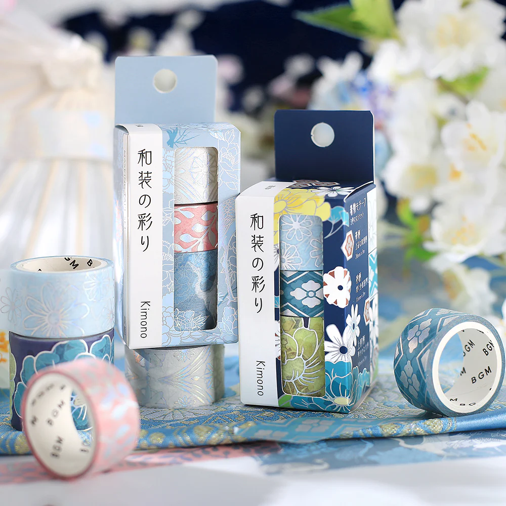 BGM Foil Stamping Masking Tape: The Color of Kimono - Azure Blue - Image 6