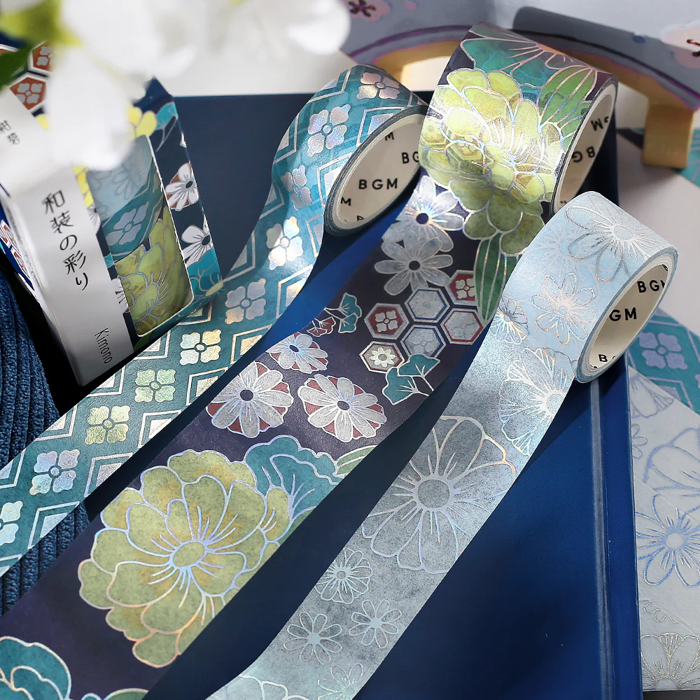 BGM Foil Stamping Masking Tape: The Color of Kimono - Azure Blue - Image 7