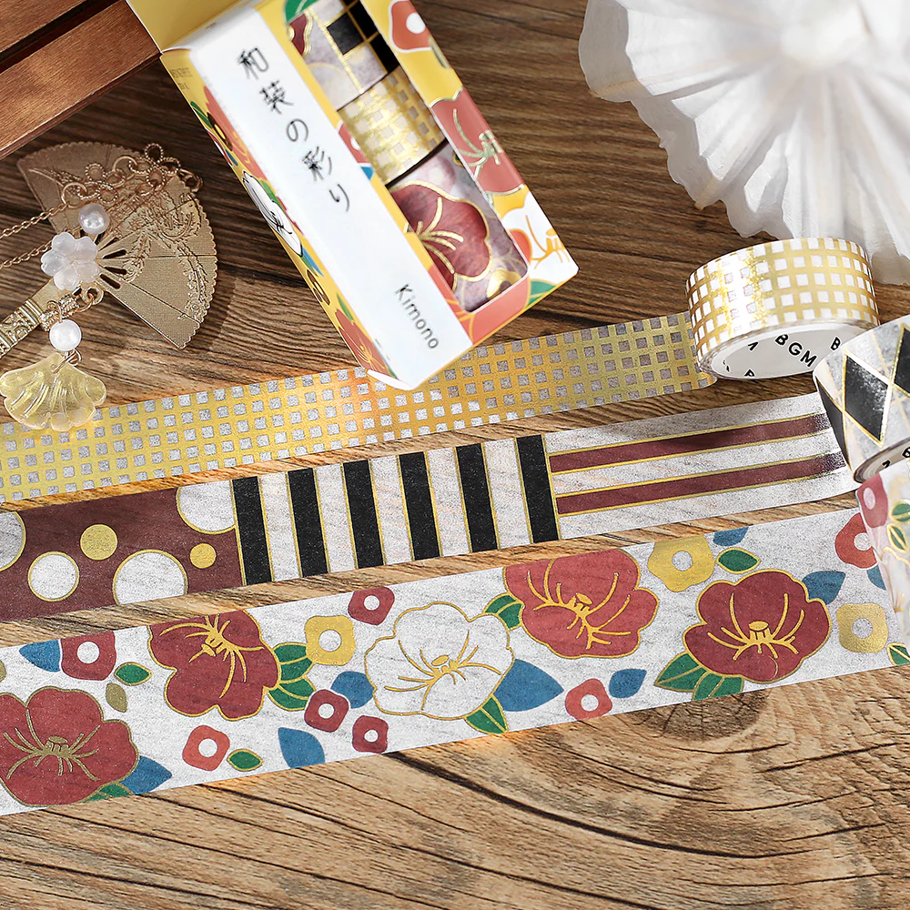 BGM Foil Stamping Masking Tape: The Color of Kimono - Camellia - Image 7