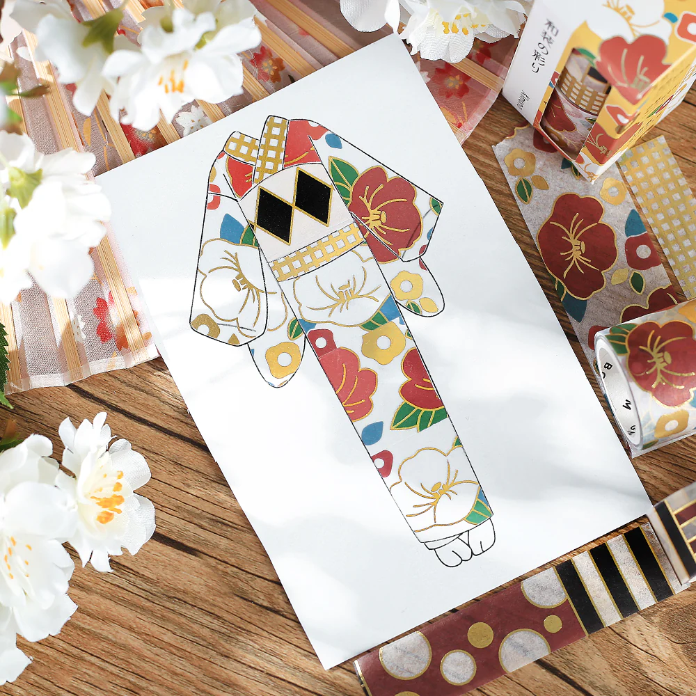 BGM Foil Stamping Masking Tape: The Color of Kimono - Camellia - Image 8