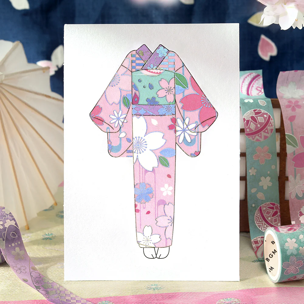 BGM Foil Stamping Masking Tape: The Color of Kimono - Cherry Blossoms - Image 3