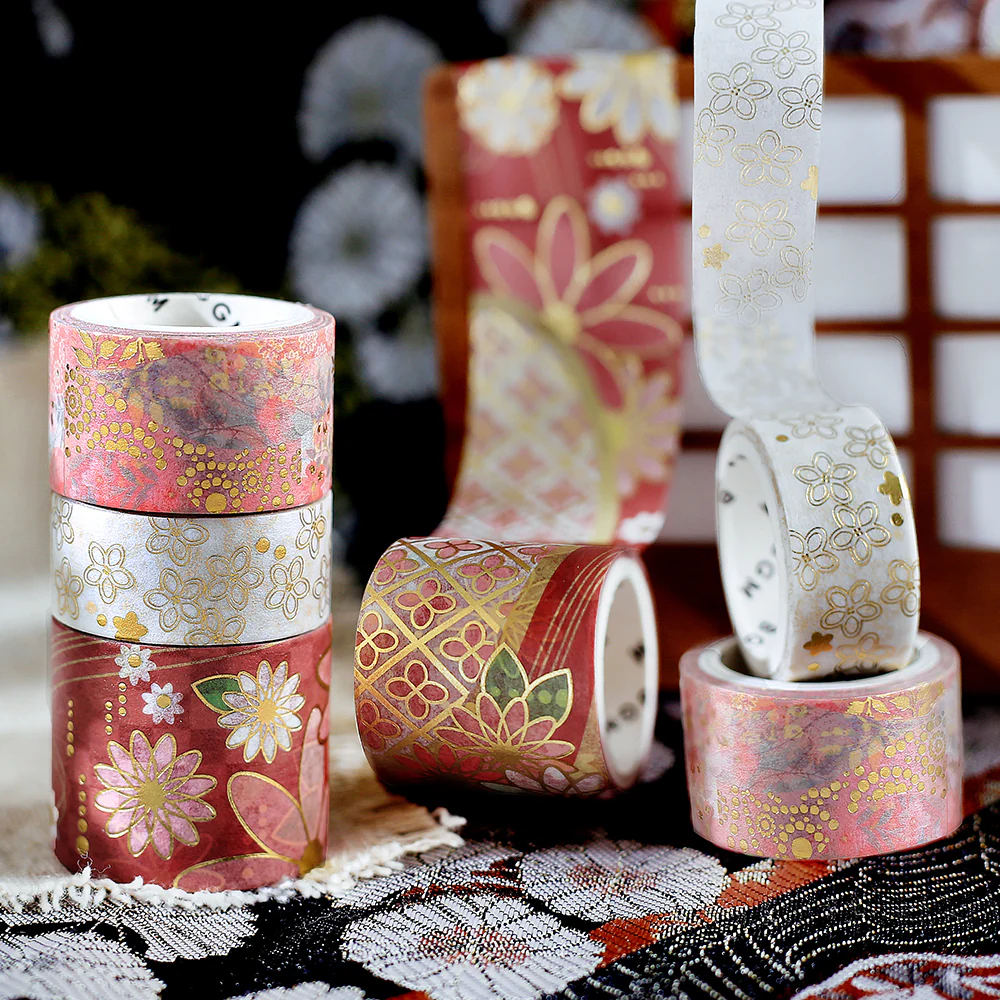 BGM Foil Stamping Masking Tape: The Color of Kimono - Crimson - Image 3