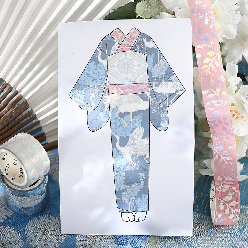 BGM Foil Stamping Masking Tape: The Color of Kimono - Light Indigo - Image 8