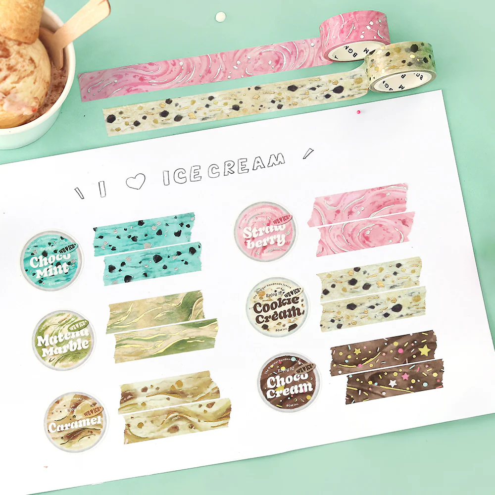BGM Foil Stamping Masking Tape: We Love ICE: Caramel - Image 8