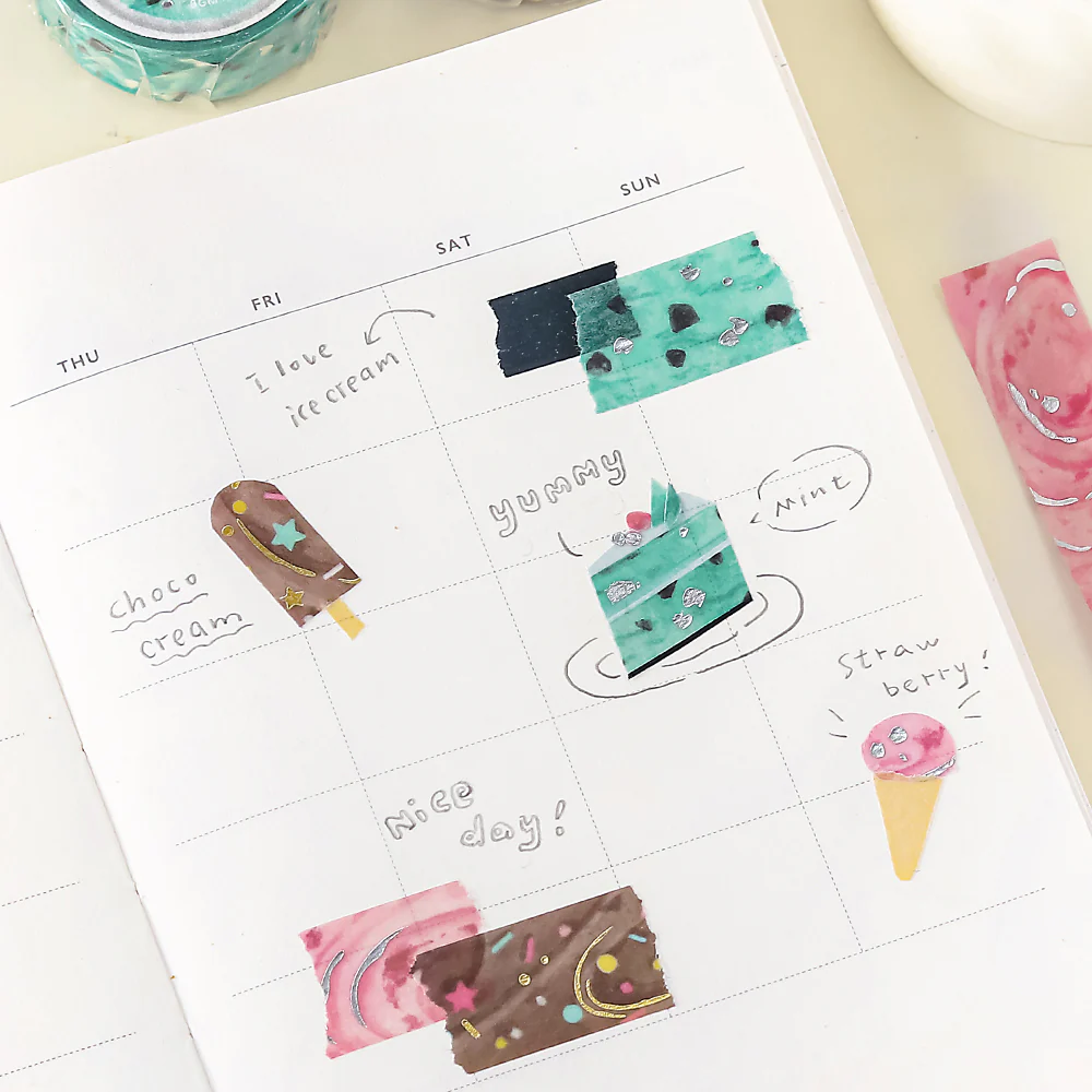 BGM Foil Stamping Masking Tape: We Love ICE: Choco Mint - Image 8