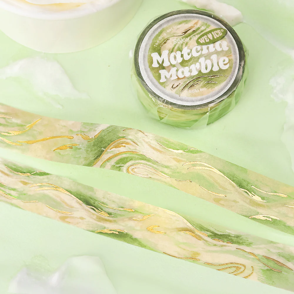 BGM Foil Stamping Masking Tape: We Love ICE: Matcha Marble - Image 3