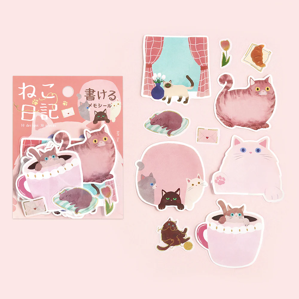 BGM Foil Stamping Memo Seal: Cat Diary - Pink - Image 2