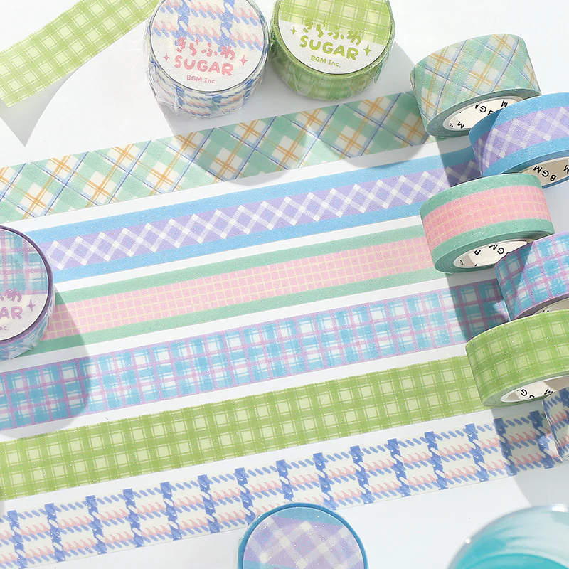 BGM Kira Fuwa Sugar Masking Tape - Check Lavender - Image 4