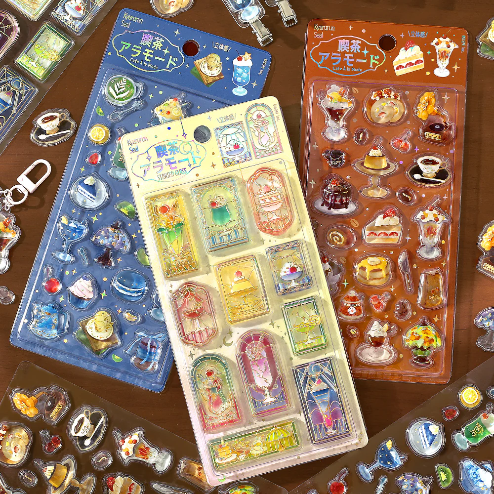 BGM Kyururun Seal: Glossy Puff Sticker・Café à la Mode Crème Brûlée - Image 5