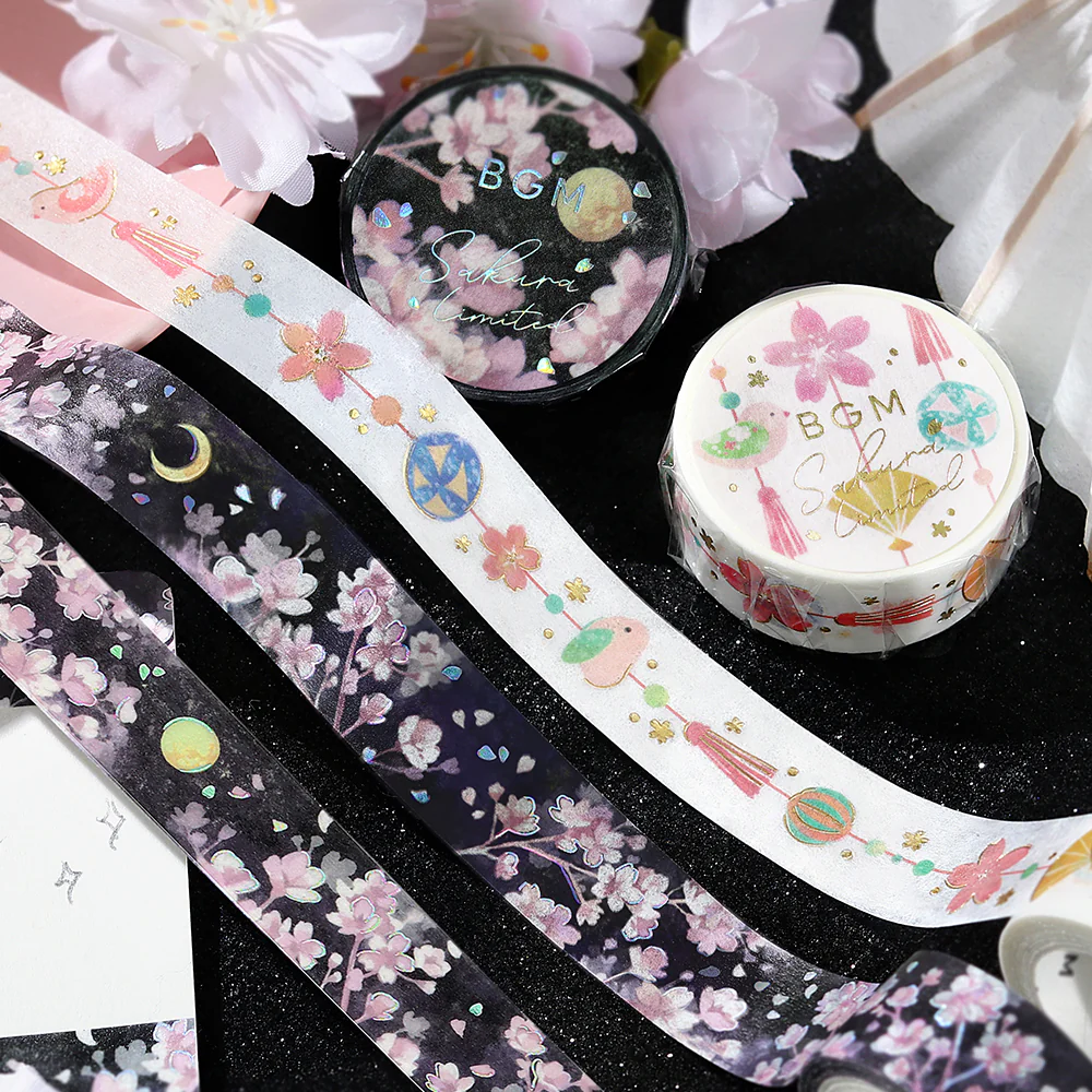 BGM Sakura Limited Masking Tape: Sakura - Moon-Viewing Cherry Blossoms - Image 4