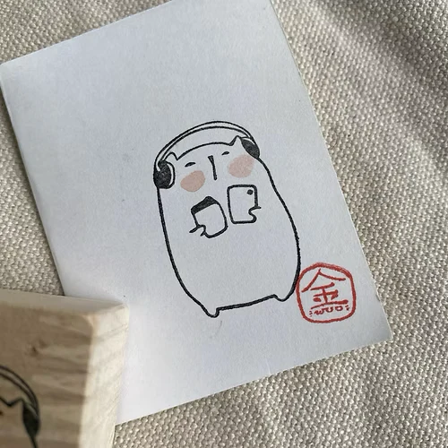 Catdoo Rubber Stamp - Chill with Music - Image 2