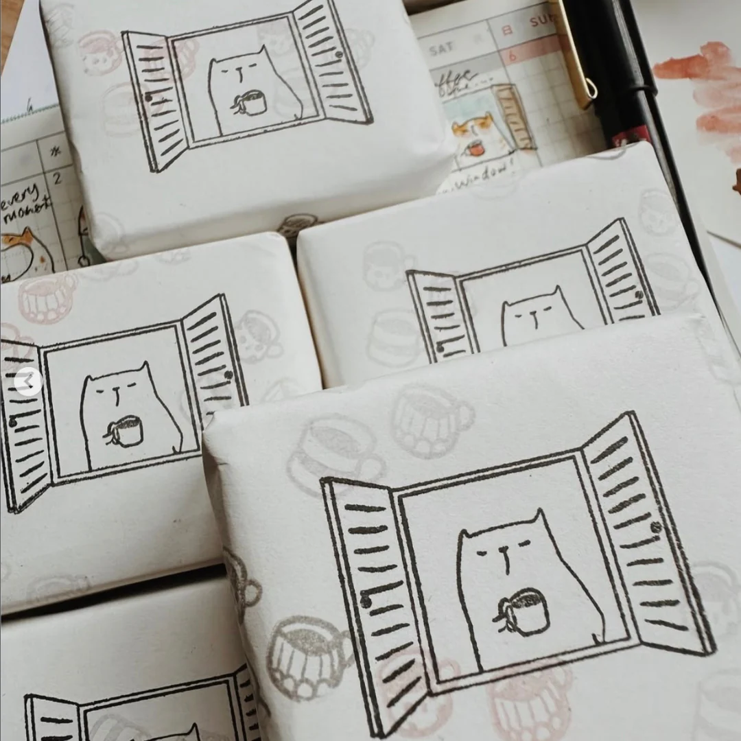 Catdoo Rubber Stamp - Coffee by the Window