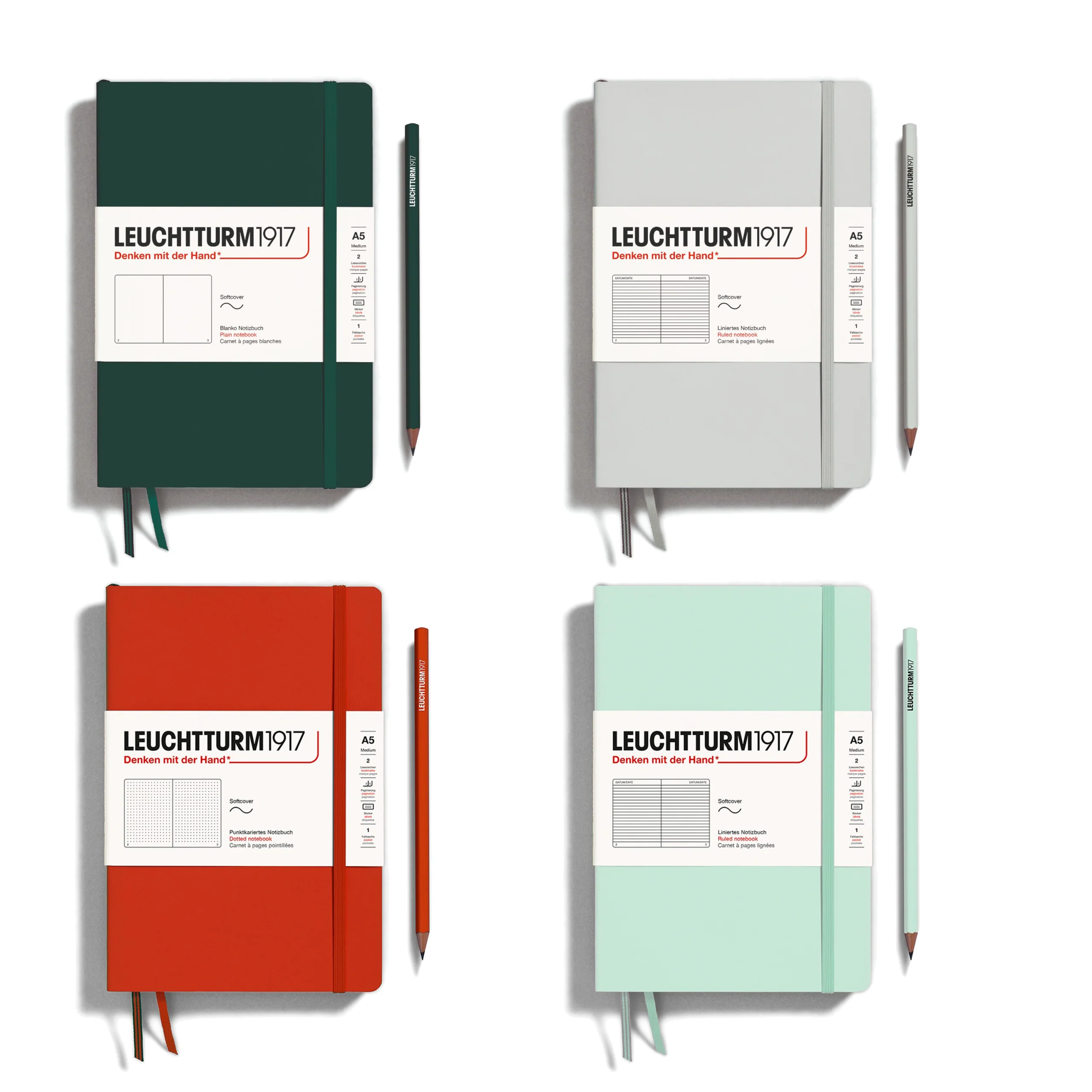 Leuchtturm1917 Natural Colours A5 Medium Softcover Notebook - Dotted / Forest Green - Image 4