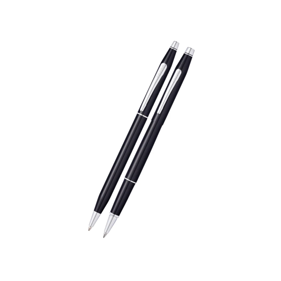 Cross Classic Century Black Lacquer Ballpoint and Rollerball Gift Set