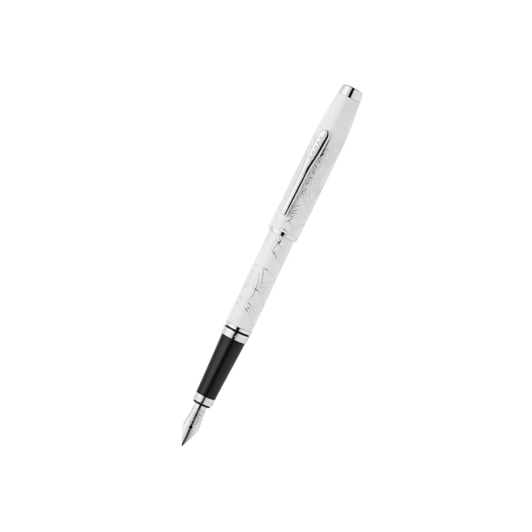 Cross Coventry Zodiac Year of the Snake Fountain Pen - Pearl White Lacquer with Polished Chrome / Medium