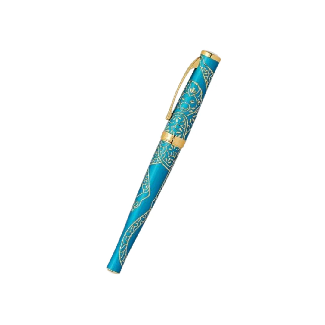 Cross Sauvage Year of the Monkey Rollerball Pen - Tibetan Teal with Gold Inlays and Appointments (Special Edition) - Image 2