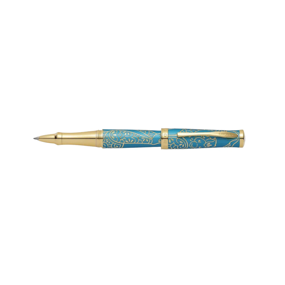 Cross Sauvage Year of the Monkey Rollerball Pen - Tibetan Teal with Gold Inlays and Appointments (Special Edition) - Image 4