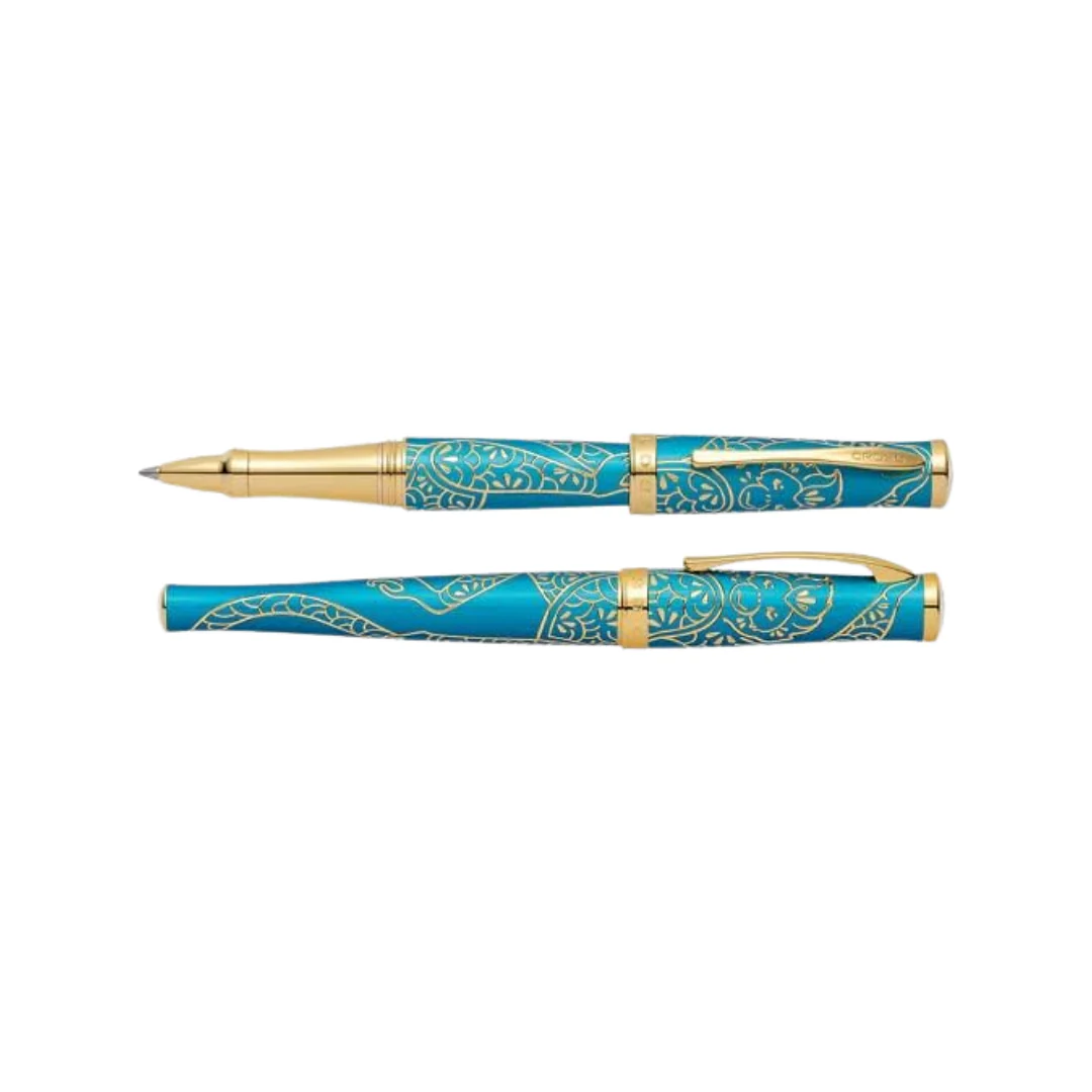 Cross Sauvage Year of the Monkey Rollerball Pen - Tibetan Teal with Gold Inlays and Appointments (Special Edition) - Image 5