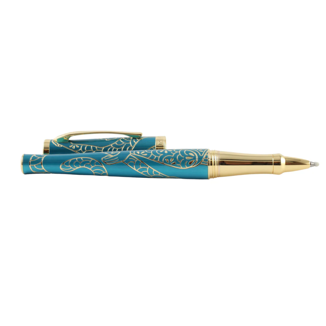 Cross Sauvage Year of the Monkey Rollerball Pen - Tibetan Teal with Gold Inlays and Appointments (Special Edition) - Image 6