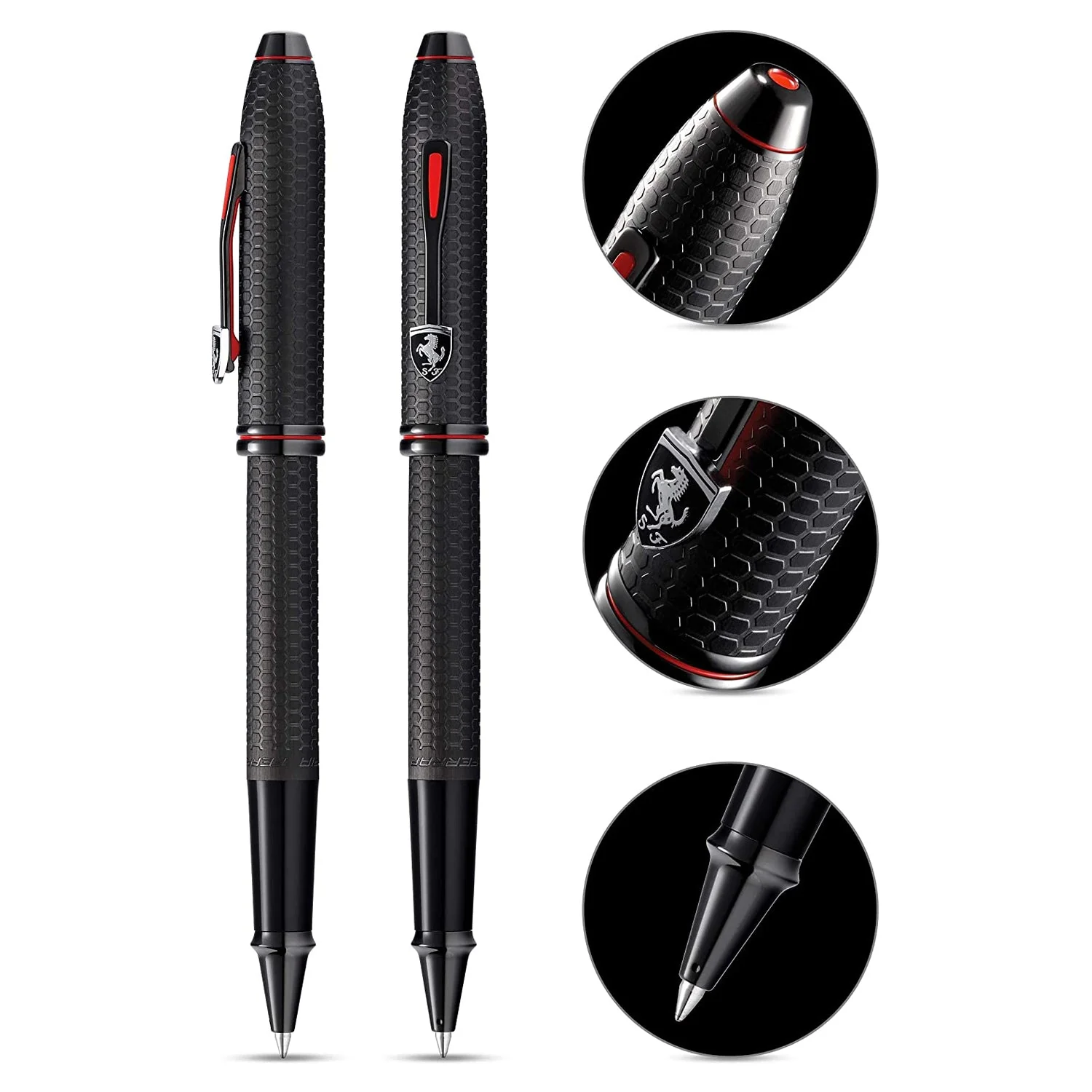 Cross Ferrari Townsend Rollerball Pen - Brushed Black Etched Honeycomb - Image 3