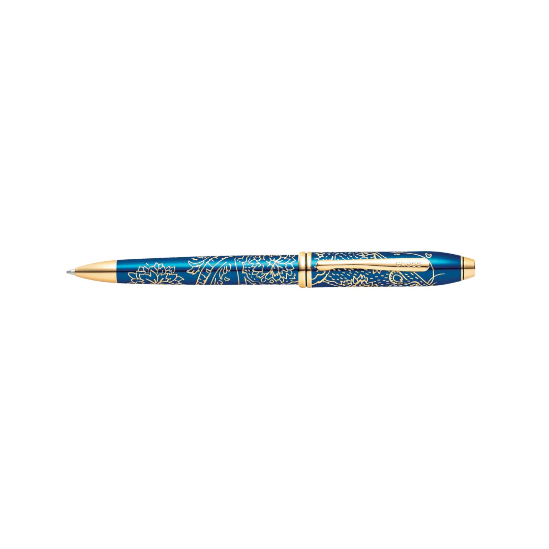 Cross Townsend Year of the Rat Ballpoint Pen - Translucent Blue Lacquer with Gold Plated Inlays and Appointments - Image 4
