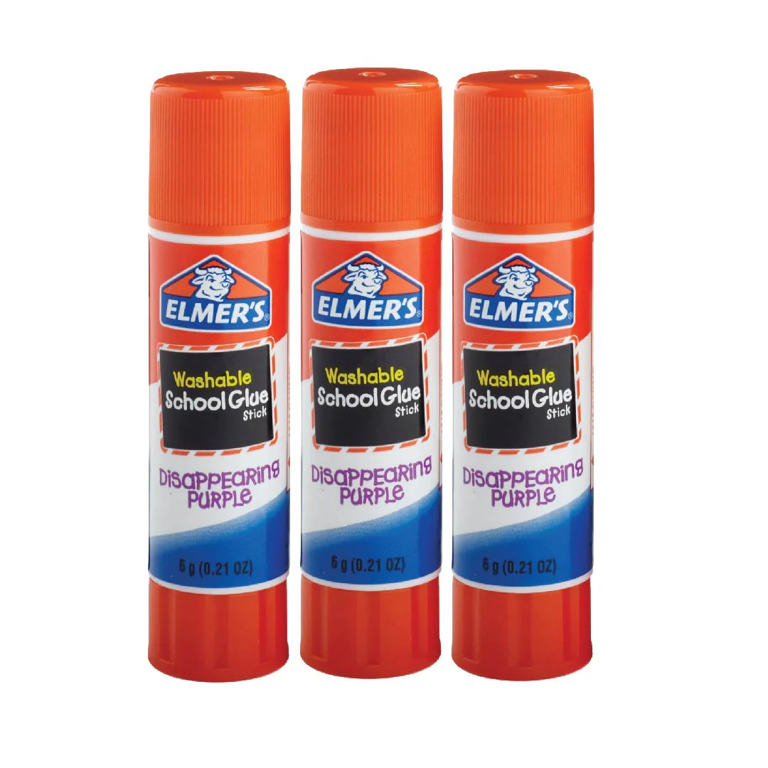 Elmer’s Purple Disappear Glue Stick DPP 6G (0.21oz) Bundle of 3