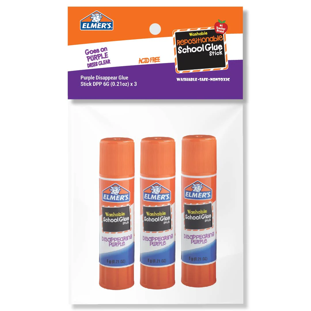 Elmer’s Purple Disappear Glue Stick DPP 6G (0.21oz) Bundle of 3 - Image 3
