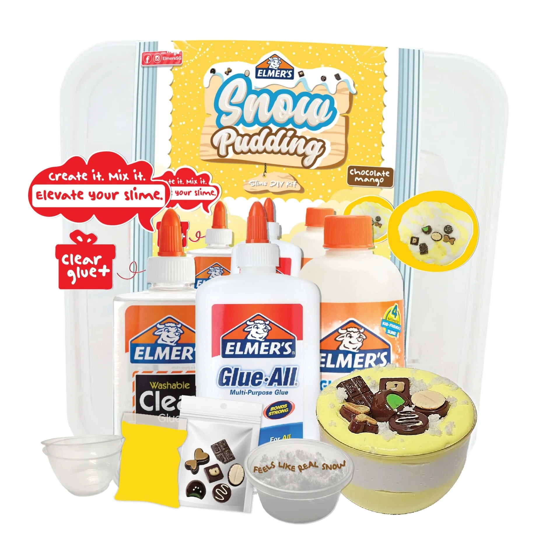 Elmer’s Slime DIY Kit - Pink Snow Pudding Slime - Chocolate Mango