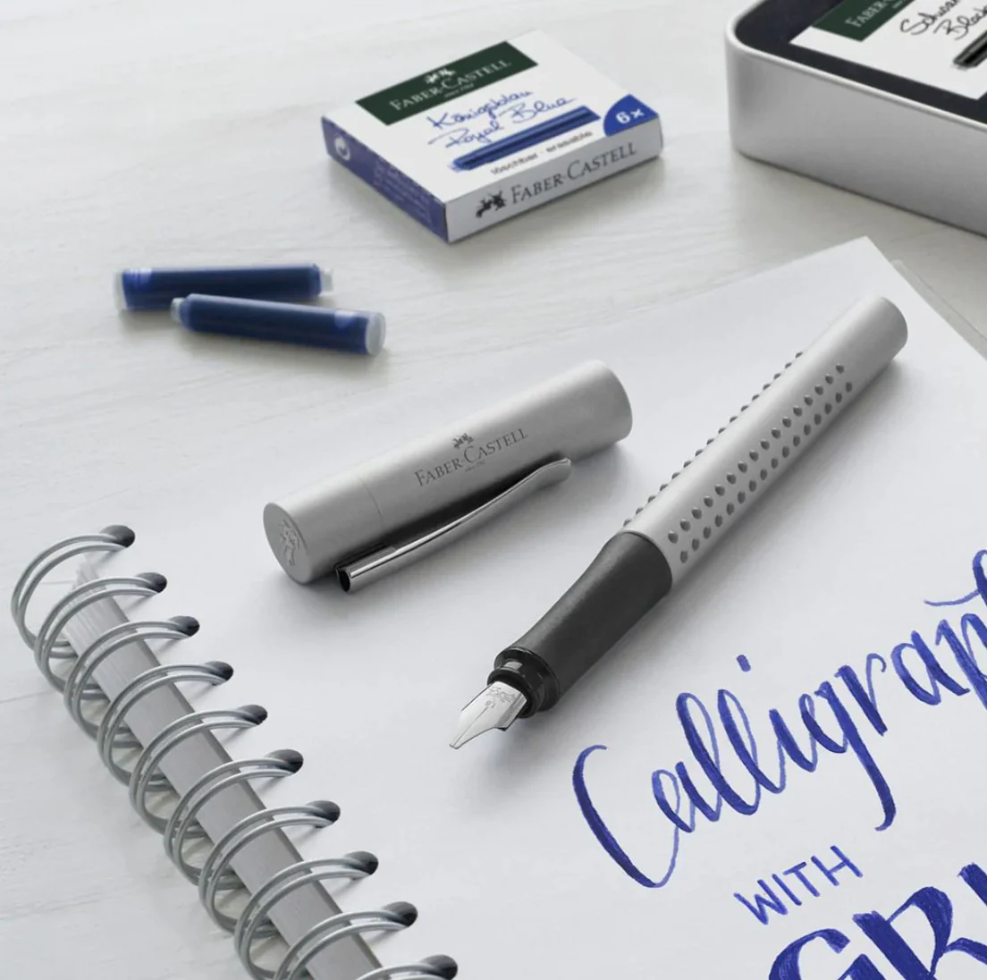 Faber-Castell Grip Fountain Pen Calligraphy Set silver (1.1/ 1.4/ 1.8) - Image 2